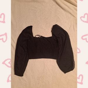 Black Lantern Sleeve Crop Top